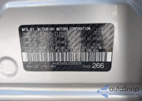 2018 Mitsubishi Outlander Le z USA, uszkodzony, nr VIN JA4AD3A38JZ020636